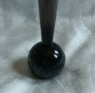 Vintage Art Glass Controlled Bubble Dark Smoke Black Paperweight Bud Vase 8 - 1/4 
