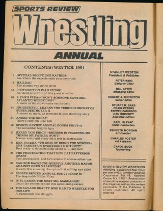 SPORTS REVIEW WRESTLING Winter 1981 Annual KEN PATERA Girl Apartment Wrestling 2