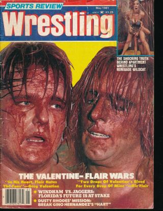Sports Review Wrestling May 1981 Valentine - Flair Wars Apartment Renegade Wildcat