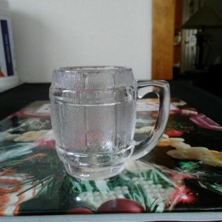 8 Vintage Clear Mini Beer Barrel Mug Shot Glasses W/handle