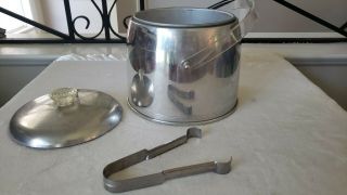 Vintage Kromex Mid Century Modern Atomic Ice Bucket Barware Lucite Handle Tongs