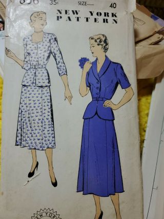 York Pattern 656,  Sz B40,  2 Pc Dress,  Of 1940 