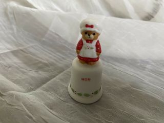 Thimble Bisque Enesco Lucy Rigg Bear Mom Christmas Taiwan Porcelain