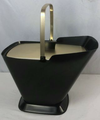 Vintage Mid Century Ice Bucket West Bend Coal Scuttle Shaped Black & Gold