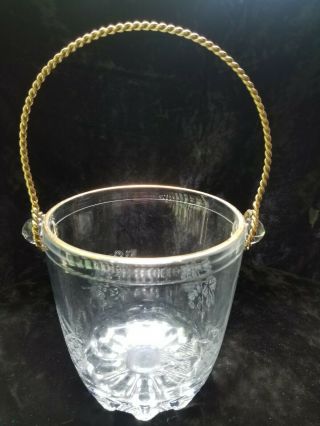 Vintage Libbey Gold Rimmed Etched Frosted Glass Leaves And Grapes Ice Bucket