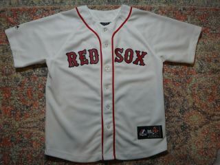 Boston Red Sox Dustin Pedroia 15 Majestic White 6 - Button Jersey Youth 10/12 Vgc