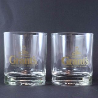William Grants Finest Scotch Whisky Triangular Shaped Glasses X2 Collectable Bar