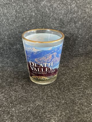 Death Valley National Park Shot Glass.  Gold Leaf Rim.