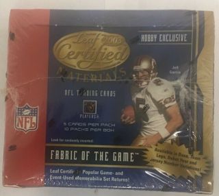 2003 Leaf Certified Materials Football Factory Hobby Box