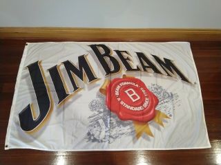 Jim Beam Flag The Big B Bourbon Bar Decor Eyelets White Sign Display