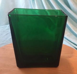 Vintage Napco Planter Vase Emerald Green Glass Rectangular 1166 Cleveland Oh Usa