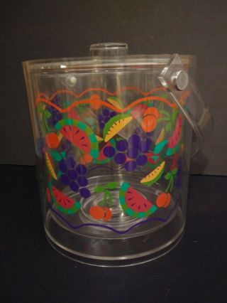 Vtg Colorful Fruit Ice Bucket Clear 1992 Leahy Designs