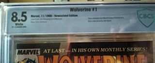 Wolverine 1 CBCS 8.  5 Newsstand White Pages First Patch like CGC 2