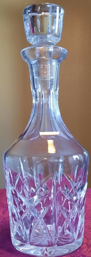 Vintage Atlantis Clear Cut Heavy Glass Whiskey Decanter W Stopper