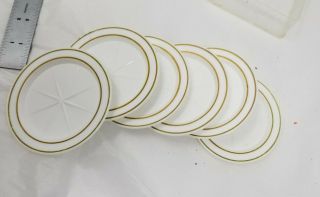 Vintage Mcm Barware Coasters (6) White Plastic W Star Starburst Gold Usa