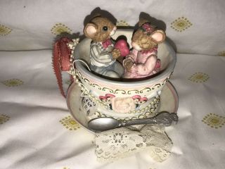 San Francisco Music Box Company Two For Tea Mice Mouse Rare Shelly Rasche