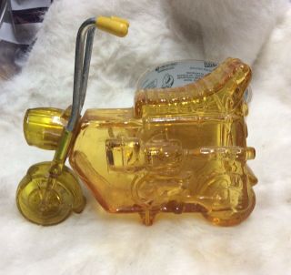 Vintage Avon Amber Yellow Chopper Motorcycle Mens Aftershave Cologne Empty