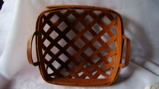 Workshops Of Gerald Henn 8 " Tobacco Basket Woven Square Leather Handles Vtg 1999