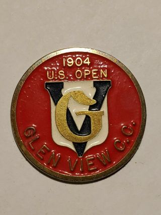 1904 Us Open Ball Marker Glen View Country Club Embossed And Painted 1 "