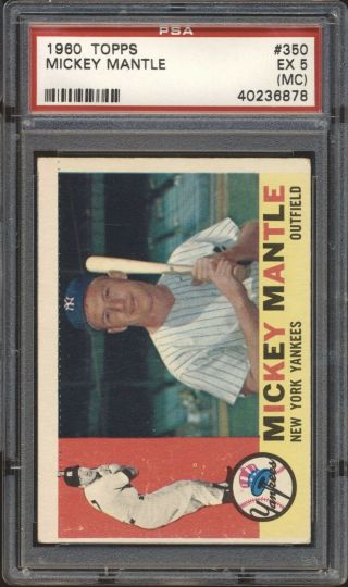 40236878 Mickey Mantle 1960 Topps 350 Psa 5 (mc) Hof York Yankees