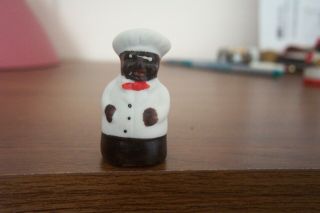 Black Americana Thimble With Man In White Coat And Hat With Black Pants