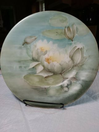 Vintage,  Hand Painted,  Water Lily Decorative Plate - 9.  25 "