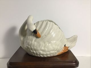 Vintage Japan Ceramic Cream/white Swan Planter Vase 8.  5” X 5.  5”
