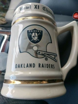 Nfl Football 1976 Oakland Raiders Bowl Xi Champions Mug - Creme Color