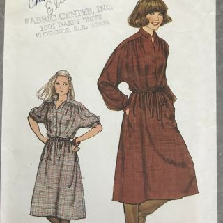 Vtg 1970s Misses Pullover Dress Sz 10 Bust 32 1/2 Simplicity 8675 Drawstring