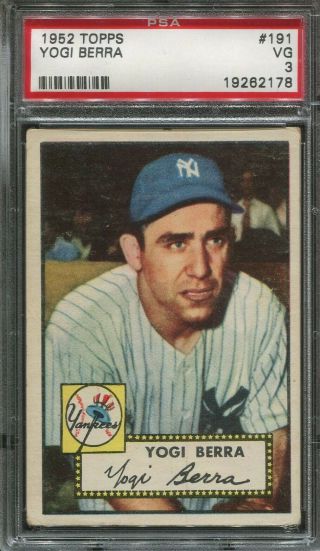 1952 Topps 191 Yogi Berra Psa 3 Vg Hof Yankees