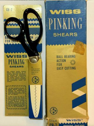 Vintage Wiss Pinking Shears Cb - 7 With Packaging Ball Bearing