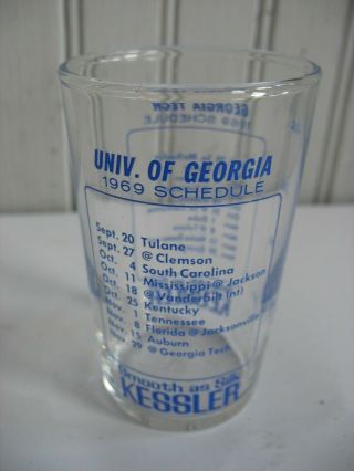 Vtg Kessler Whiskey Measuring Glass 1969 Georgia Uga Ga Tech Football Schedule