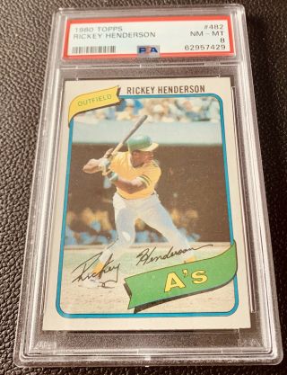 Rickey Henderson 1980 Topps Baseball Rookie Card 482 Psa8 (hof Oakland As)