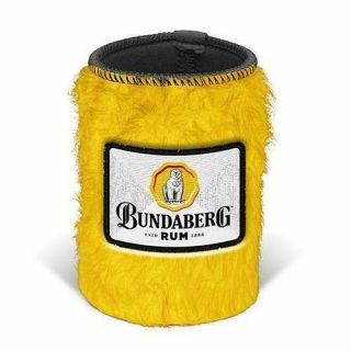 125969 Bundaberg Bundy Rum Yellow Furry Neoprene Can Cooler Stubby Holder