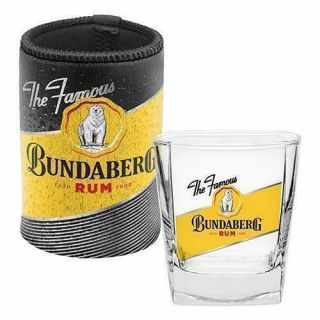 125188 Bundaberg Bundy Rum Bear Spirit Glass & Can Cooler Stubby Holder Drinking