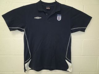 England 3 Lions Umbro Official Soccer Football Embroidered Polo Shirt Xl Blue