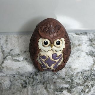 Jim Shore Brown Owl Egg Resin Figurine 2.  25”
