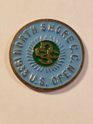 1933 Us Open Ball Marker North Shore Country Club Embossed And Painted 1 "