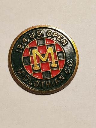 1914 Us Open Ball Marker Midlothian Country Club Embossed And Painted 1 "