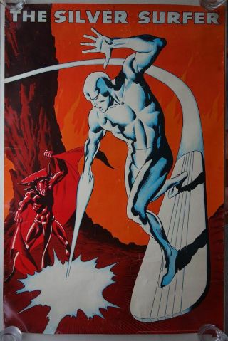 British Marvel Comic Poster 1976: The Silver Surfer Rare Gd/gd,  (phil - Comics)