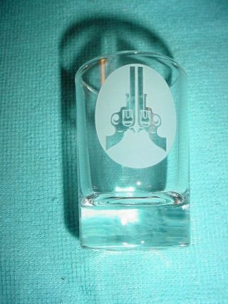 Rare Tequila Revolucion Side By Side Revolvers Shot Glass " A Shot Worth Taking "