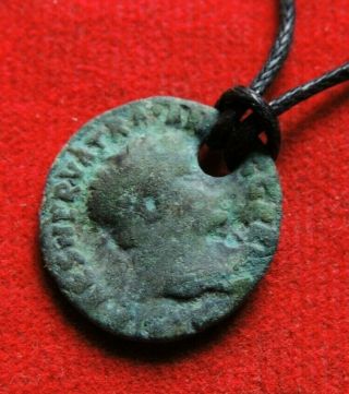 Ancient Bronze Roman Coin Pendant 2 - 4 Century