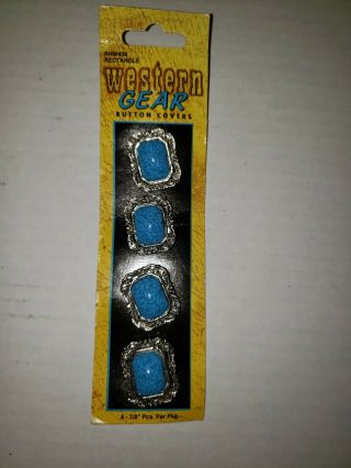 4 Vintage Southwestern Style Button Covers On Card