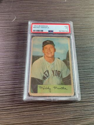 Vintage 1954 Bowman Mickey Mantle Card 65 Psa 1 Poor