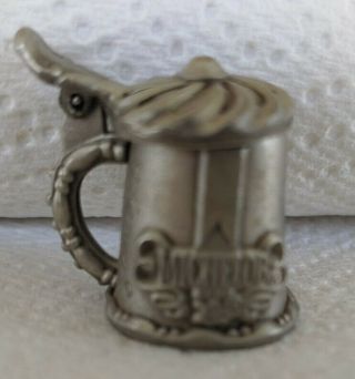 Nicholas Gish Collectible Pewter Thimble,  Michelob Stein w/ Opening Lid,  Signed 2