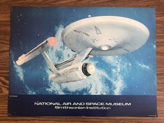 Star Trek Uss Enterprise Smithsonian Air & Space Poster Vintage 1976 Rare
