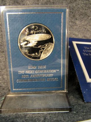 Star Trek Next Generation 10th Anniversary Commemorative Silver Medal