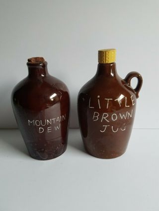 Little Brown Jug And Mountain Dew Decorative Bottles Japan Vintage
