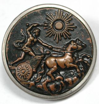 Antique Brass Button God Apollo Driving His Chariot - 1 & 3/16 "
