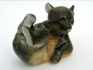 Vintage Lomonosov Ussr Russian Porcelain Tumbling Bear Sitting Figurine - Marked